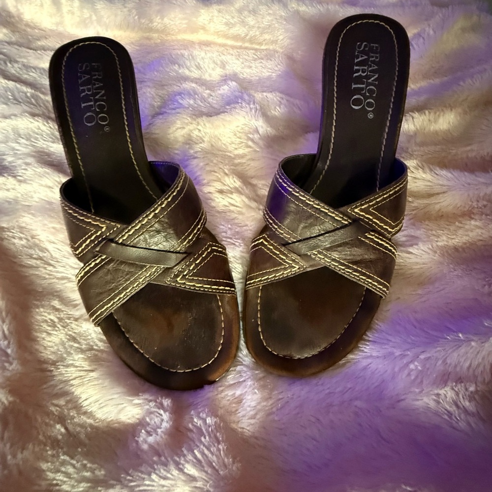 Franco Sarto Brown Mules with Elegant Design